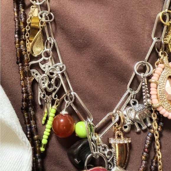 Eclectic vintage layered multi charms necklace - Picture 3 of 7